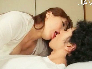 Horny Japanese babe's XXX nipple play with stud's hungry hands